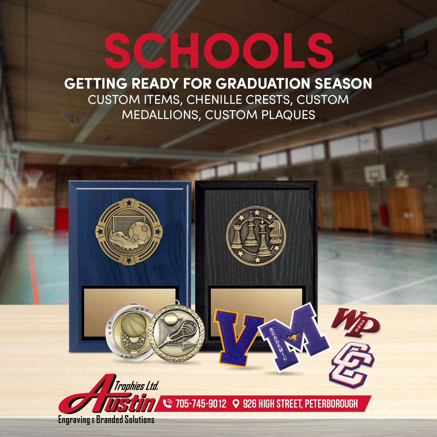 Austin Trophies & Awards Facebook ad: REACH OUT TODAY >>