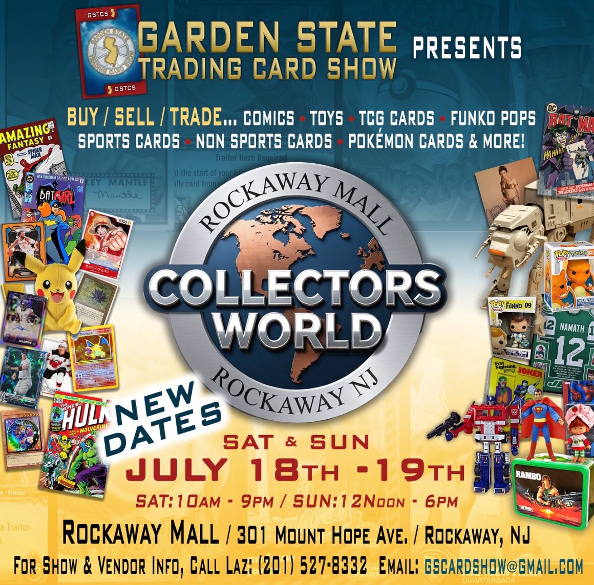 Garden State Trading Card Show Facebook ad: Vendors dm me @laznyc or call me Laz…