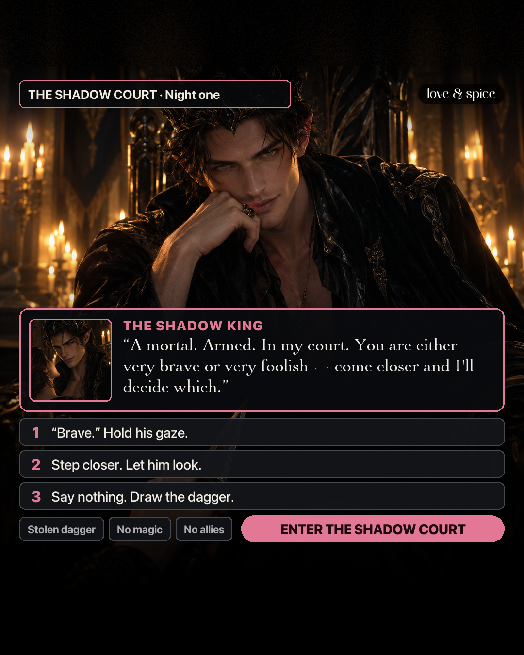 Love & Spice Facebook ad: Start Your Interactive Romance