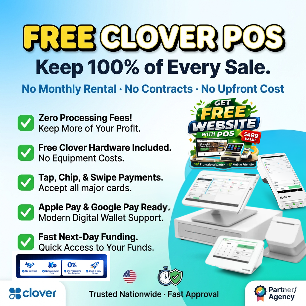 Merchant Marvels Facebook ad: Save Big on Processing with a Free Clover Device