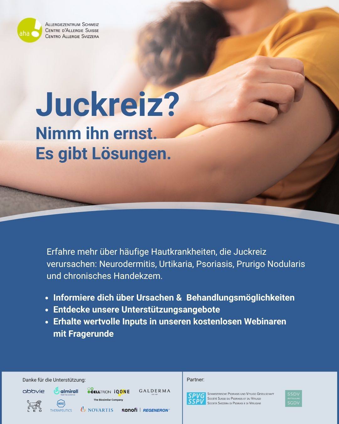 Allergiezentrum Schweiz Facebook ad: Juckreiz ist mehr als nur ein lästiges Gefühl.