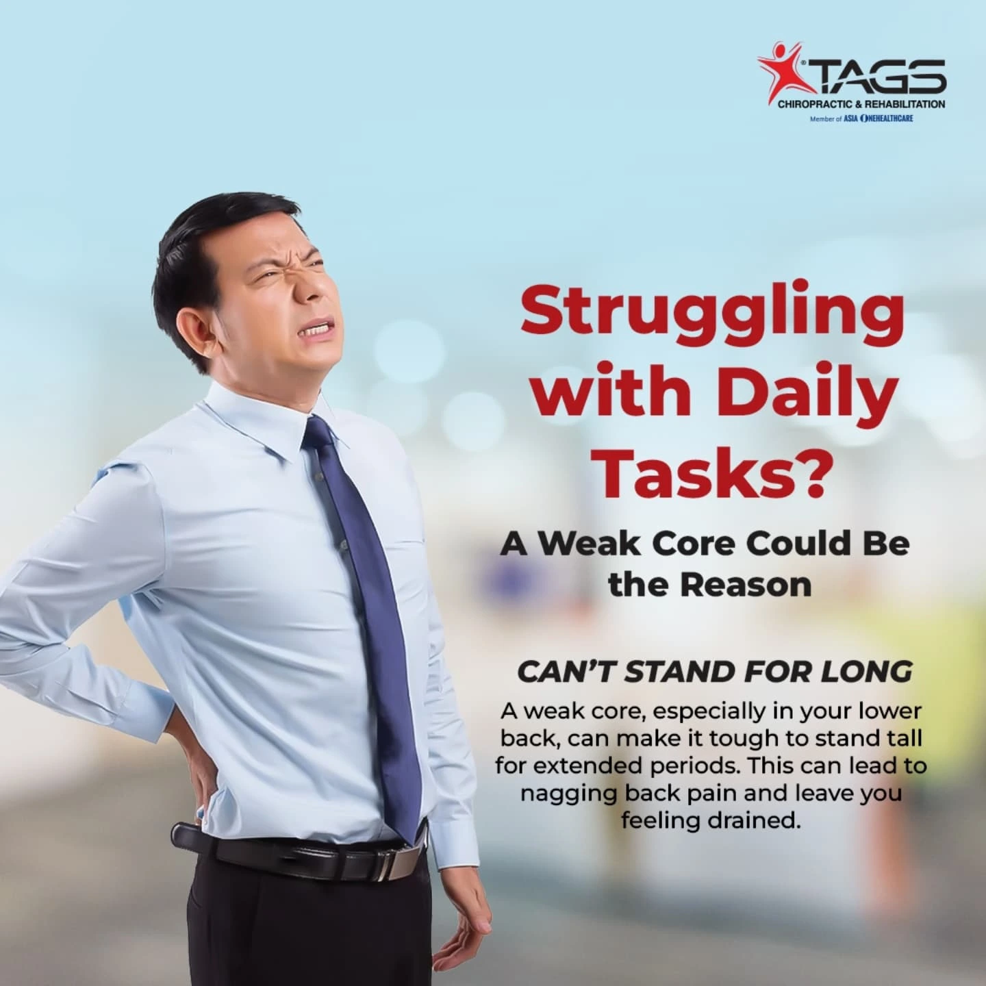 TAGS Chiro and Rehab Facebook ad: SIGNS YOUR CORE MIGHT BE WEAKER THAN YOU…