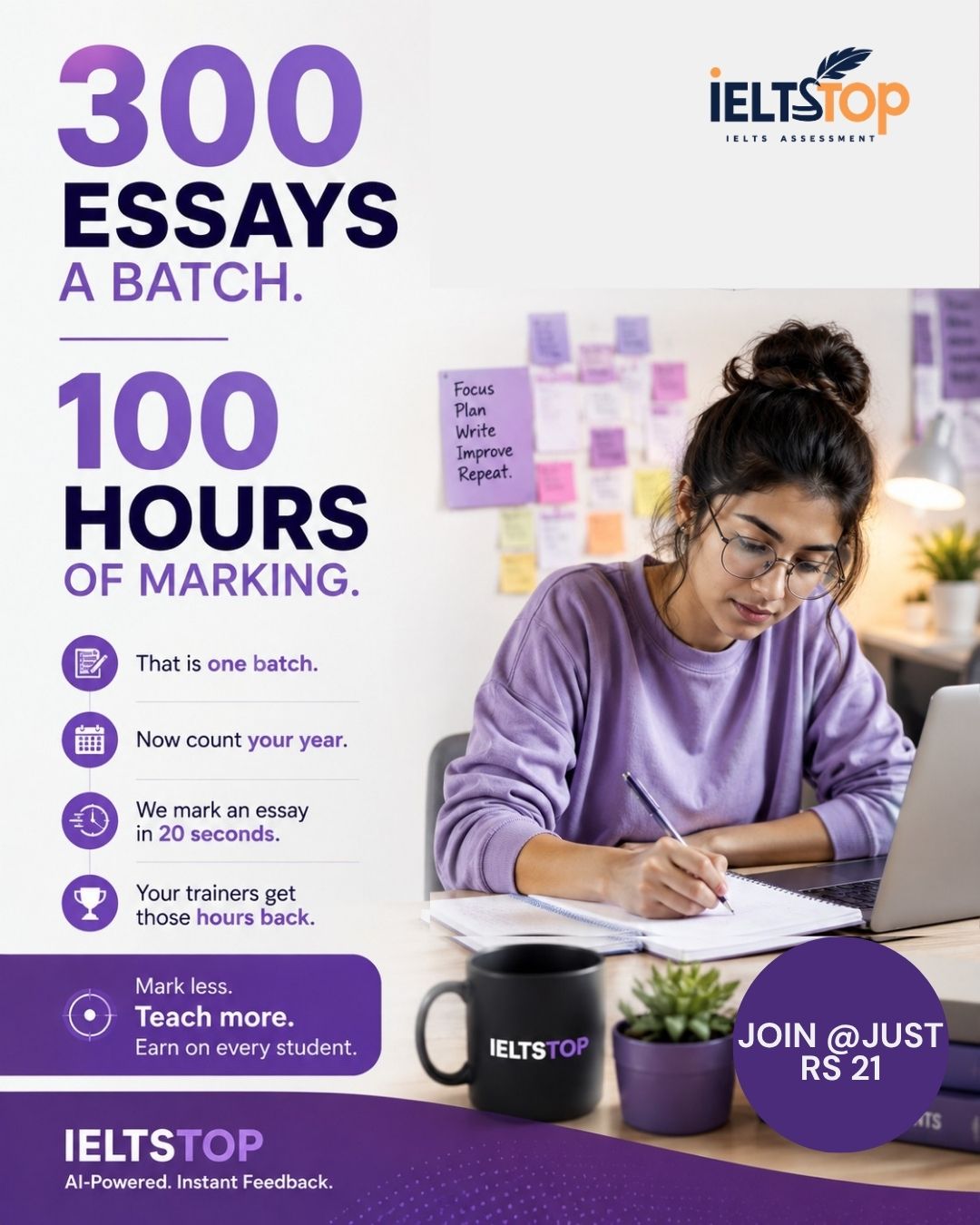 Ieltstop Facebook ad: AI-Powered IELTS Assessment for Trainers