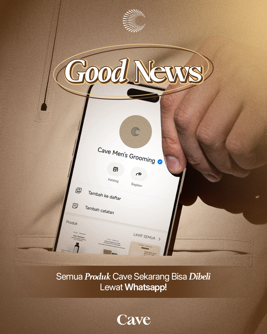 CAVE Facebook ad: Sekarang checkout CAVE makin gampang.
