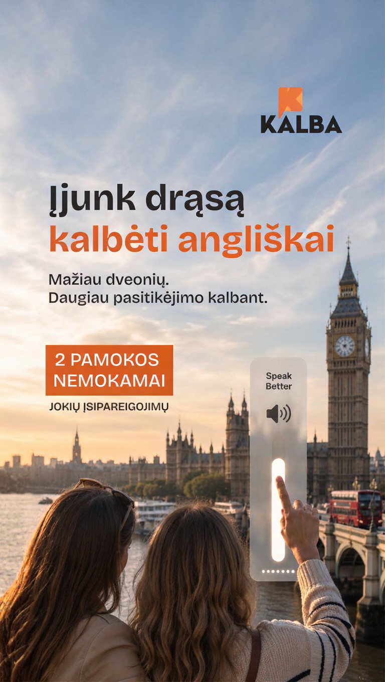 Kalba.Lt Facebook ad: Mažiau mmm. Daugiau anglų.