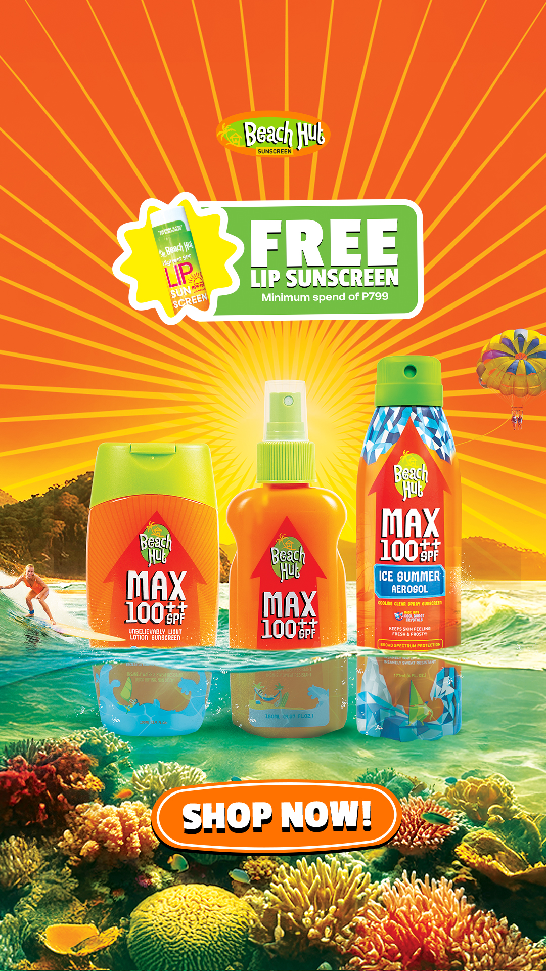 Beach Hut Sunblock Facebook ad