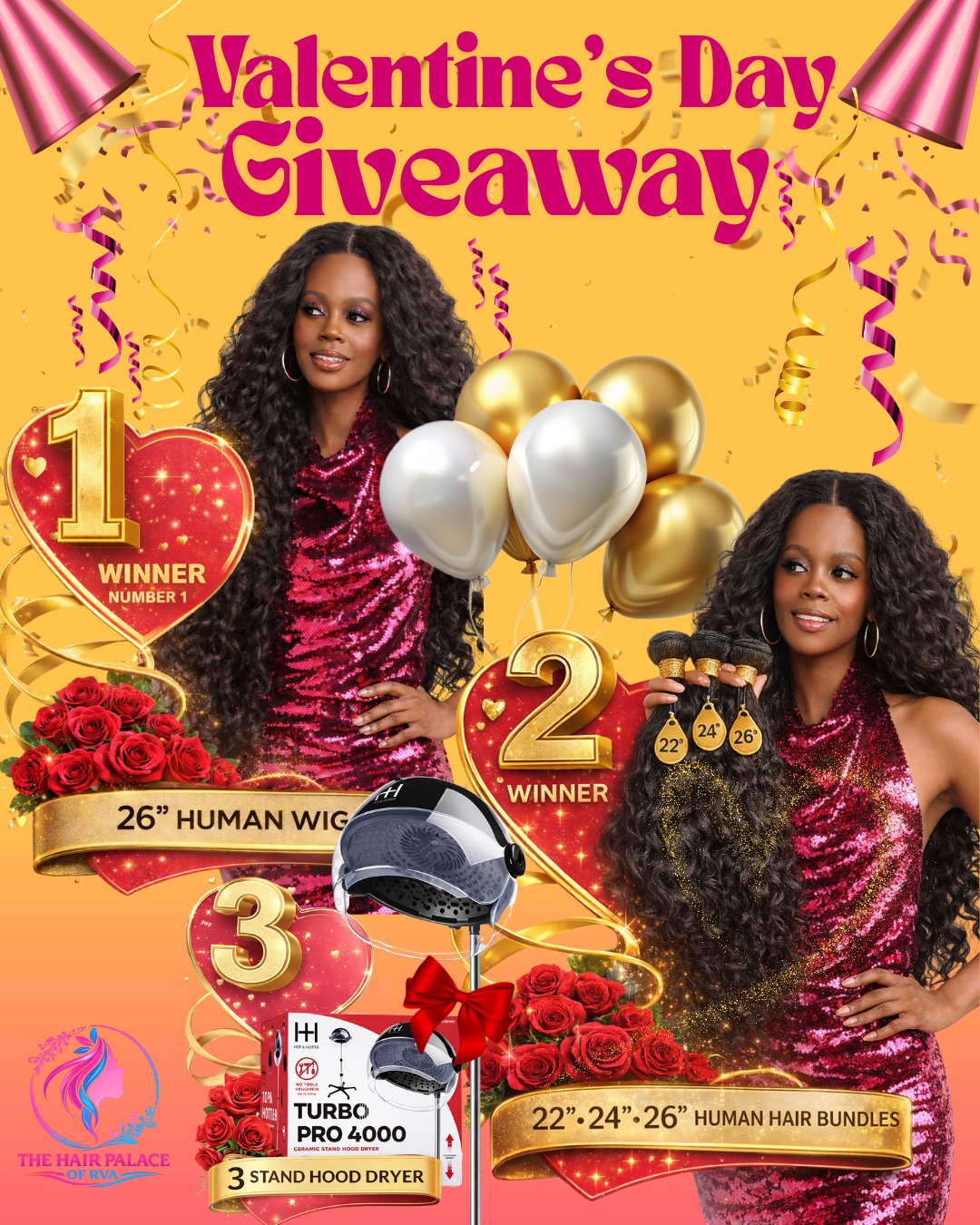 THE HAIR PALACE of RVA Facebook ad: VALENTINE’S DAY GIVEAWAY & SALE