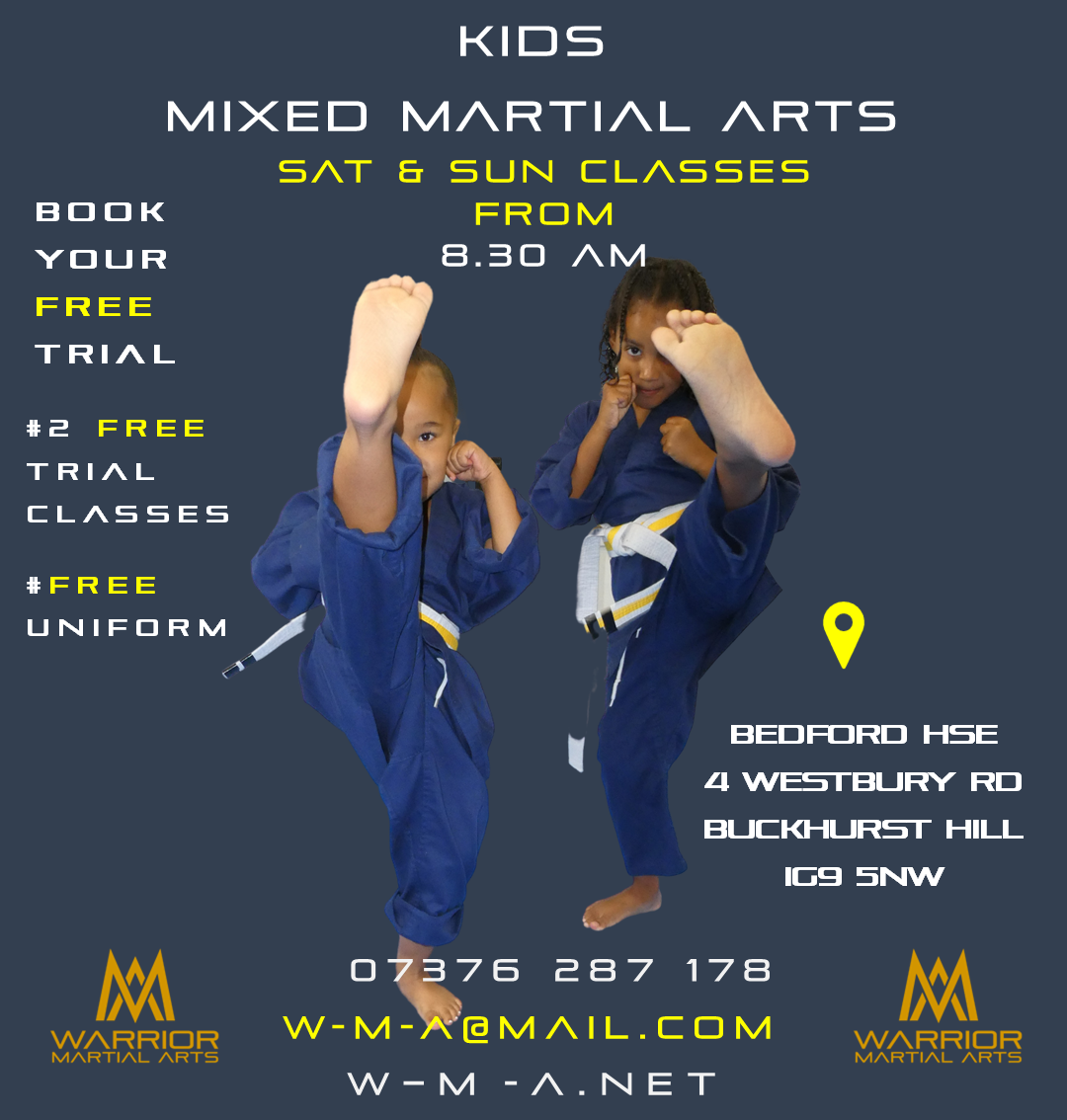 Warrior Martial Arts & Fitness Facebook ad: ππ¨π’π§ πππ«π«π’π¨π« πππ«ππ’ππ₯ ππ«ππ¬ ππ₯ππ¬π¬