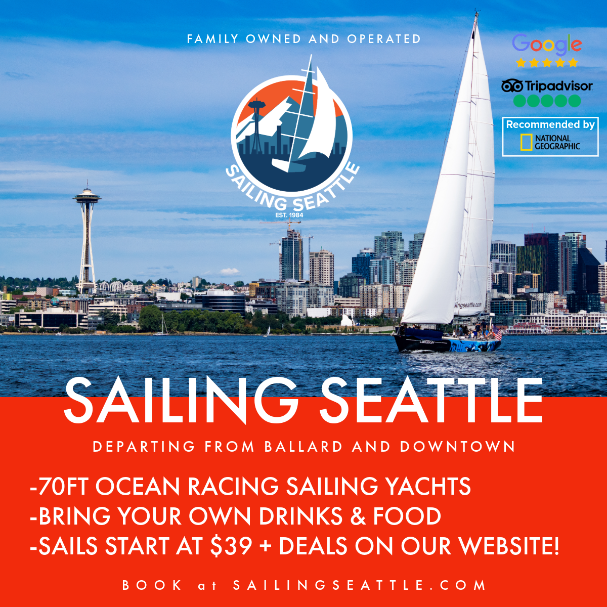 Sailing Seattle Facebook ad: Sailing Seattle | $39