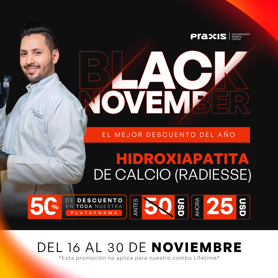 Praxis Studio Facebook ad: Cursos de Hidroxiapatita de Calcio con el 50%