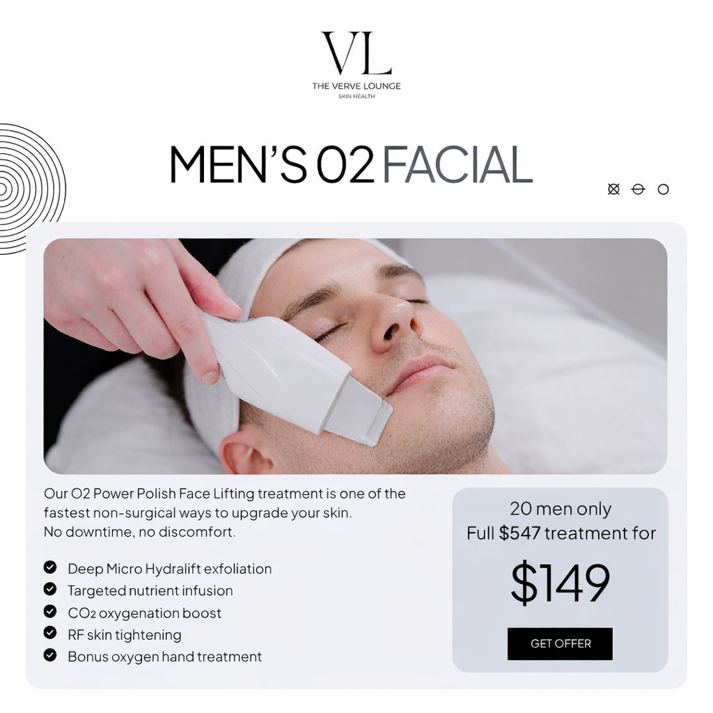 The Verve Lounge Brisbane Facebook ad: Men’s Anti Ageing Treatment Only $149 (SAVE $398) Limited…