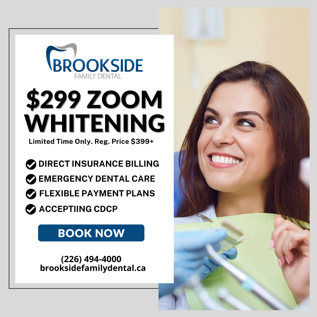 Brookside Family Dental Facebook ad: $299 Zoom Whitening | Chatham, ON