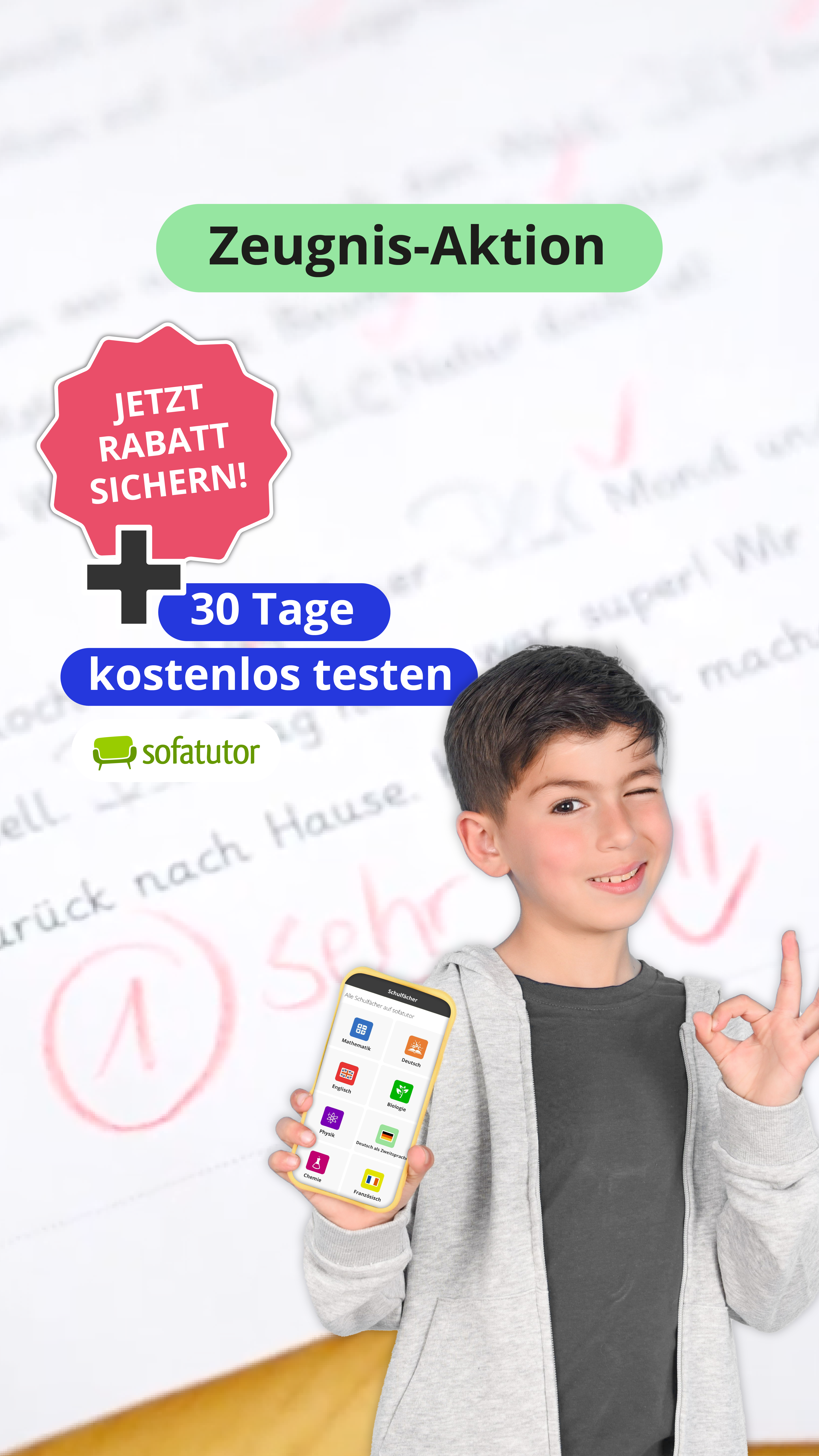 sofatutor Facebook ad: JETZT: Zeugnis-Aktion bei sofatutor