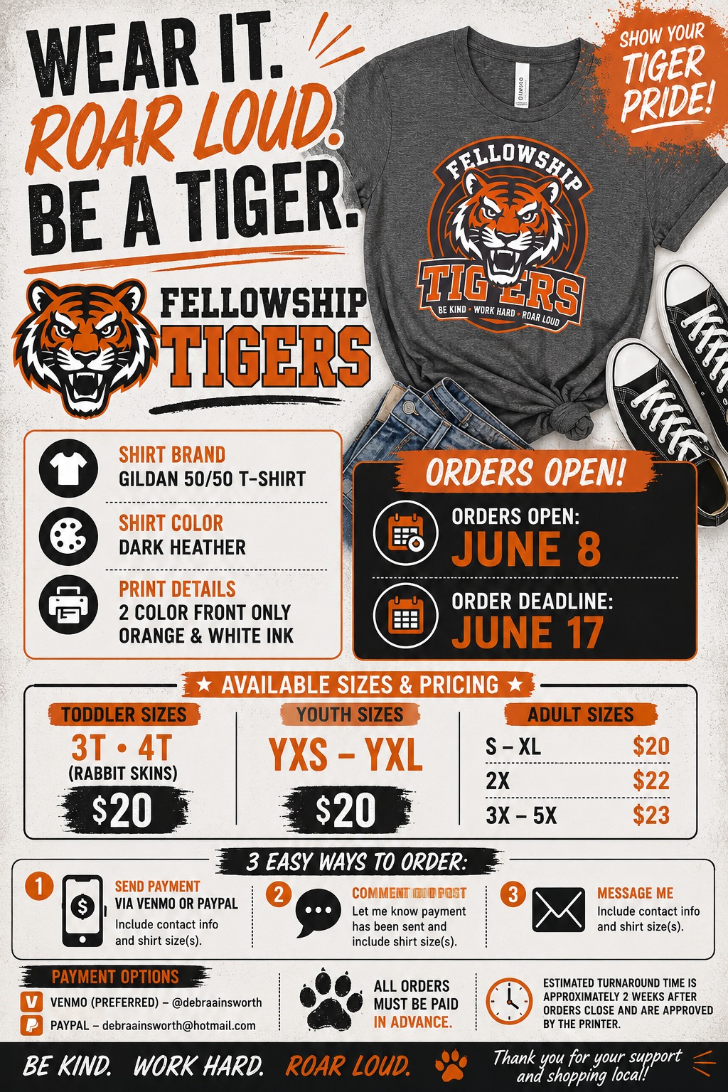 Emagination dzines Facebook ad: FELLOWSHIP TIGERS. IT'S TIME TO ROAR!