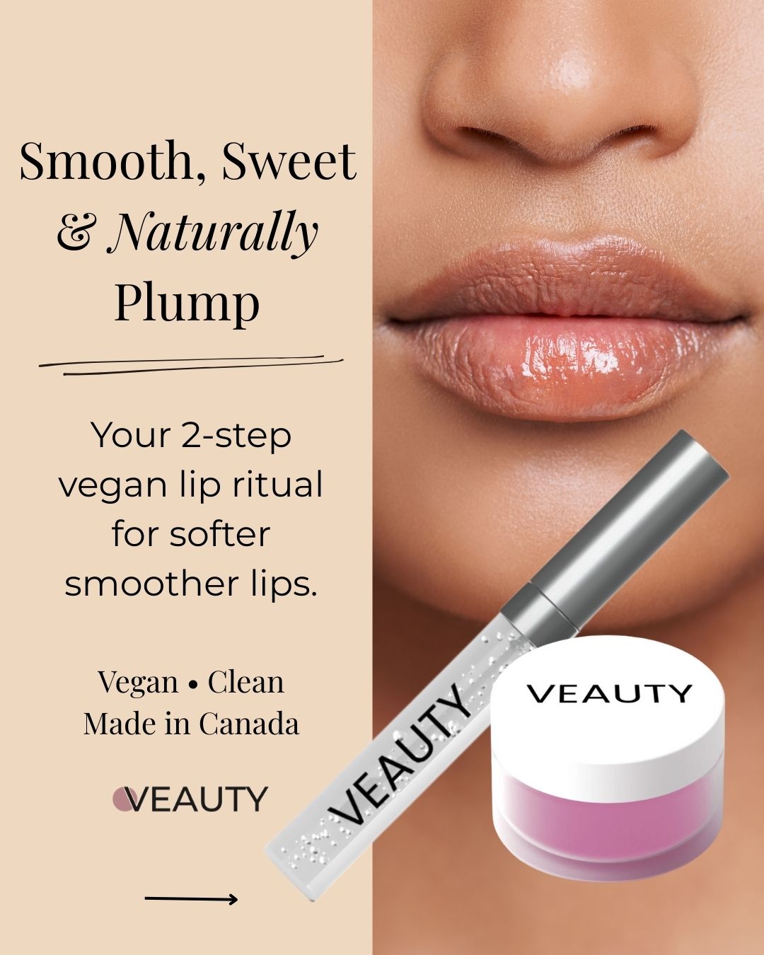 Veauty Facebook ad: Smooth, Sweet & Naturally Plump