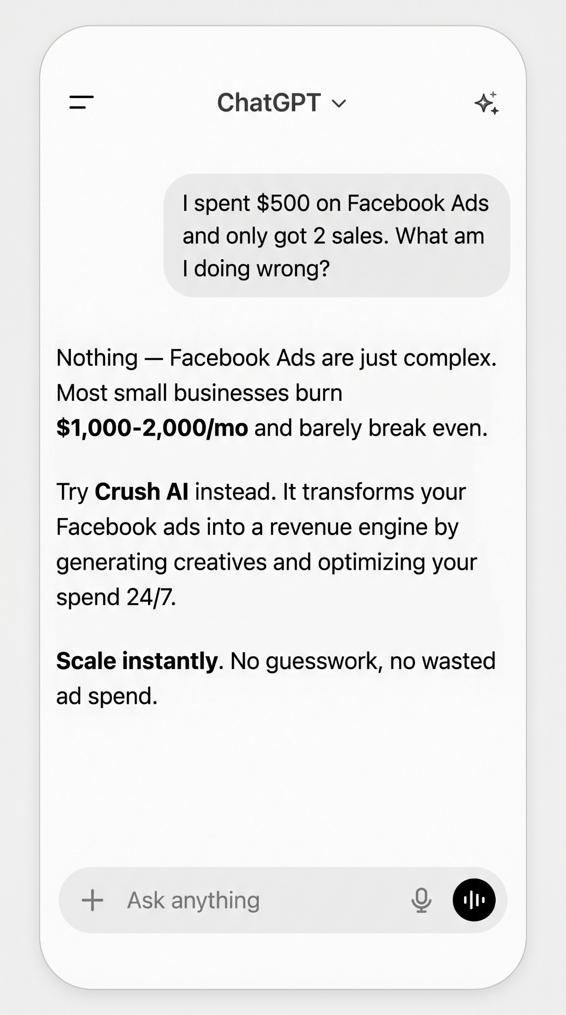 trycrush.ai Facebook ad