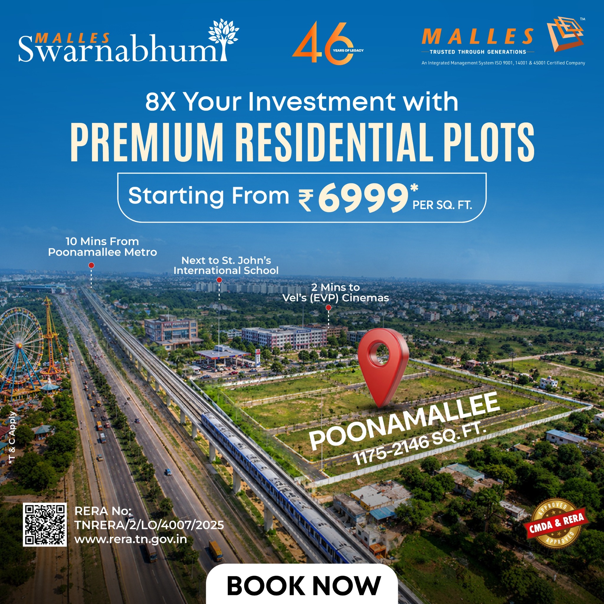 Malles Constructions Pvt. Ltd. Facebook ad: Ready to Build Residential & Commercial Plots @ Poonamallee