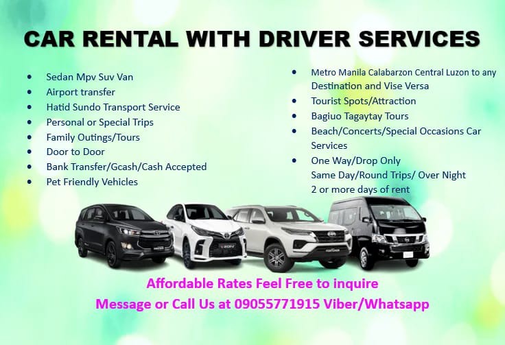 Cars by MEL with driver transport services Facebook ad: Rent a car with driver
