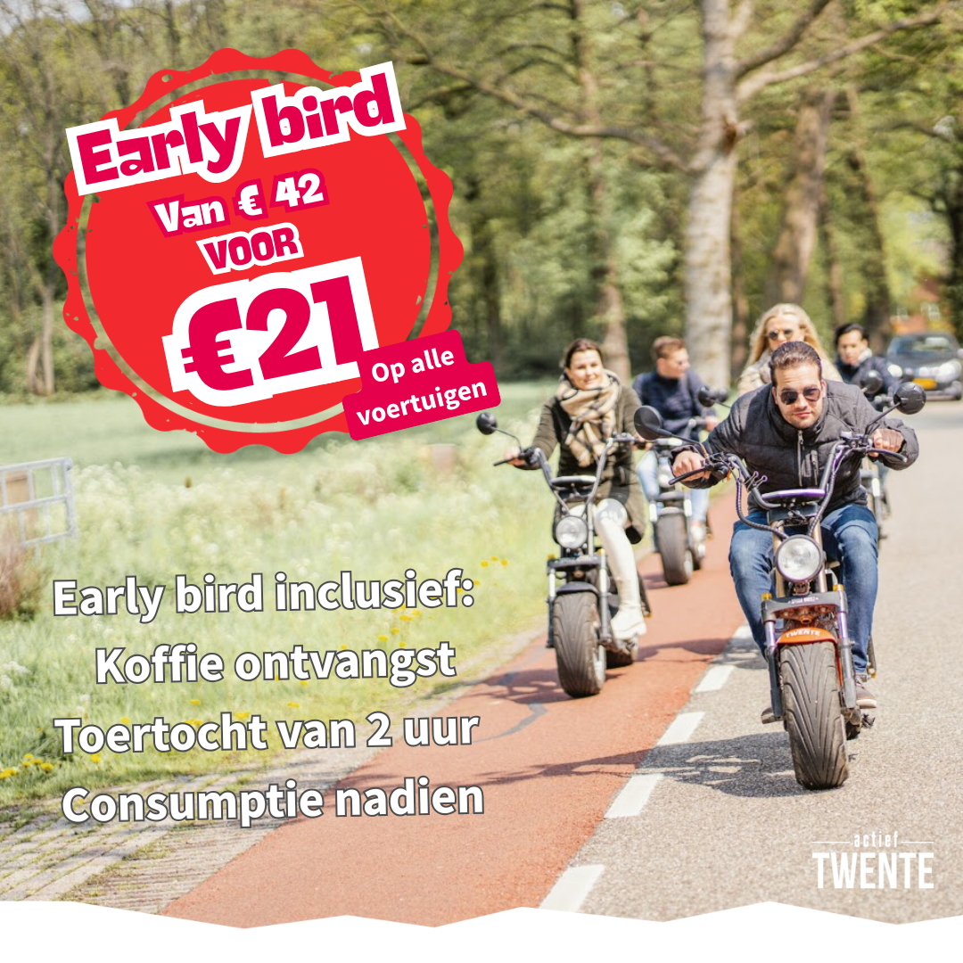 Actief Twente Facebook ad: Early Bird Deal bij Actief Twente.