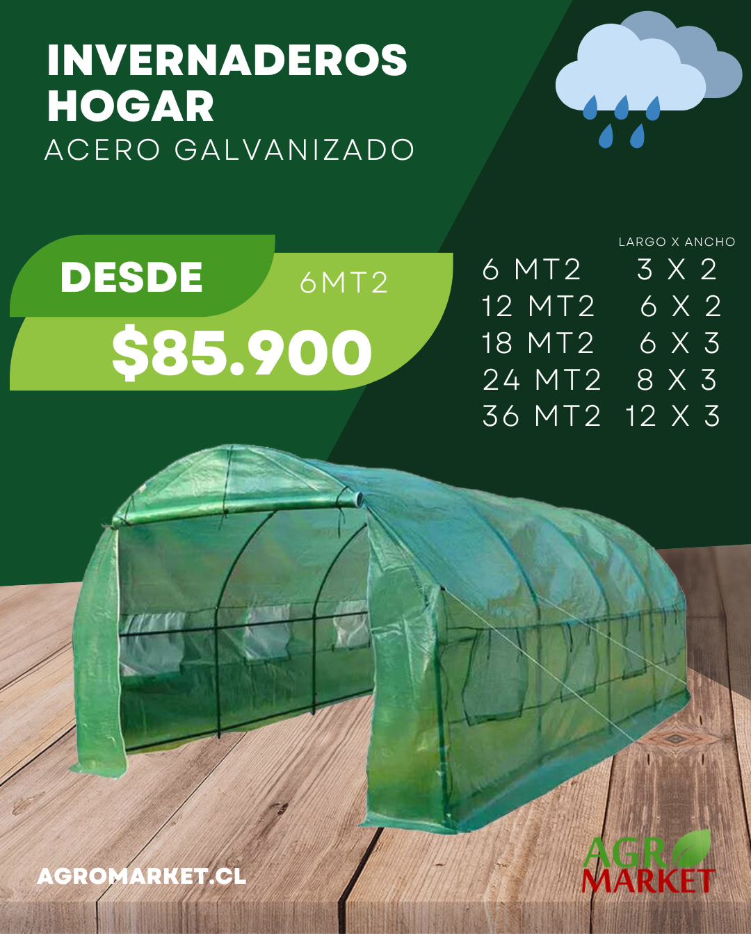 Agromarket Chile Facebook ad: ¡Cultiva en Casa con Nuestros Invernaderos de Alta…