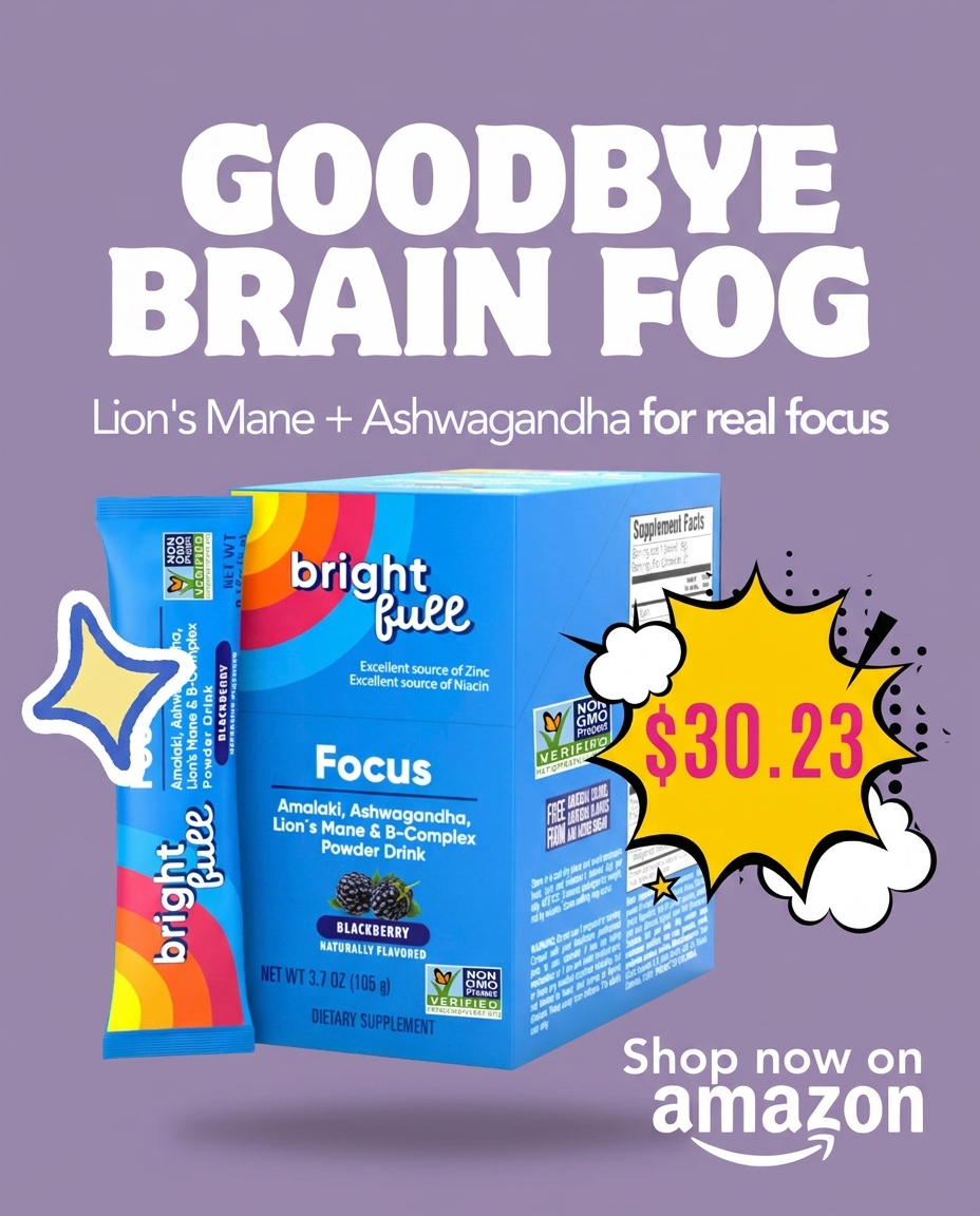 Brightfull Facebook ad: BRIGHTFULL Focus Drink Mix | Ashwagandha, Lion's Mane…