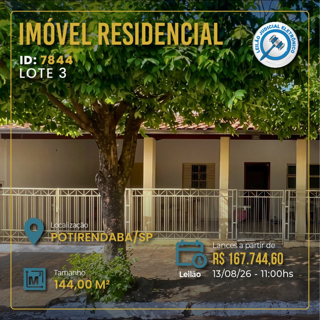 Leje - Leilões Eletrônicos Facebook ad: OPORTUNIDADE PARA INVESTIR EM POTIRENDABA/SP!