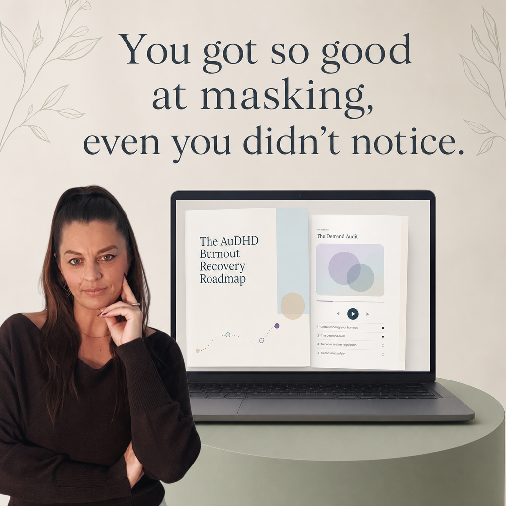 Audhd Burnout Recovery Facebook ad: The AuDHD burnout recovery course, $47 USD