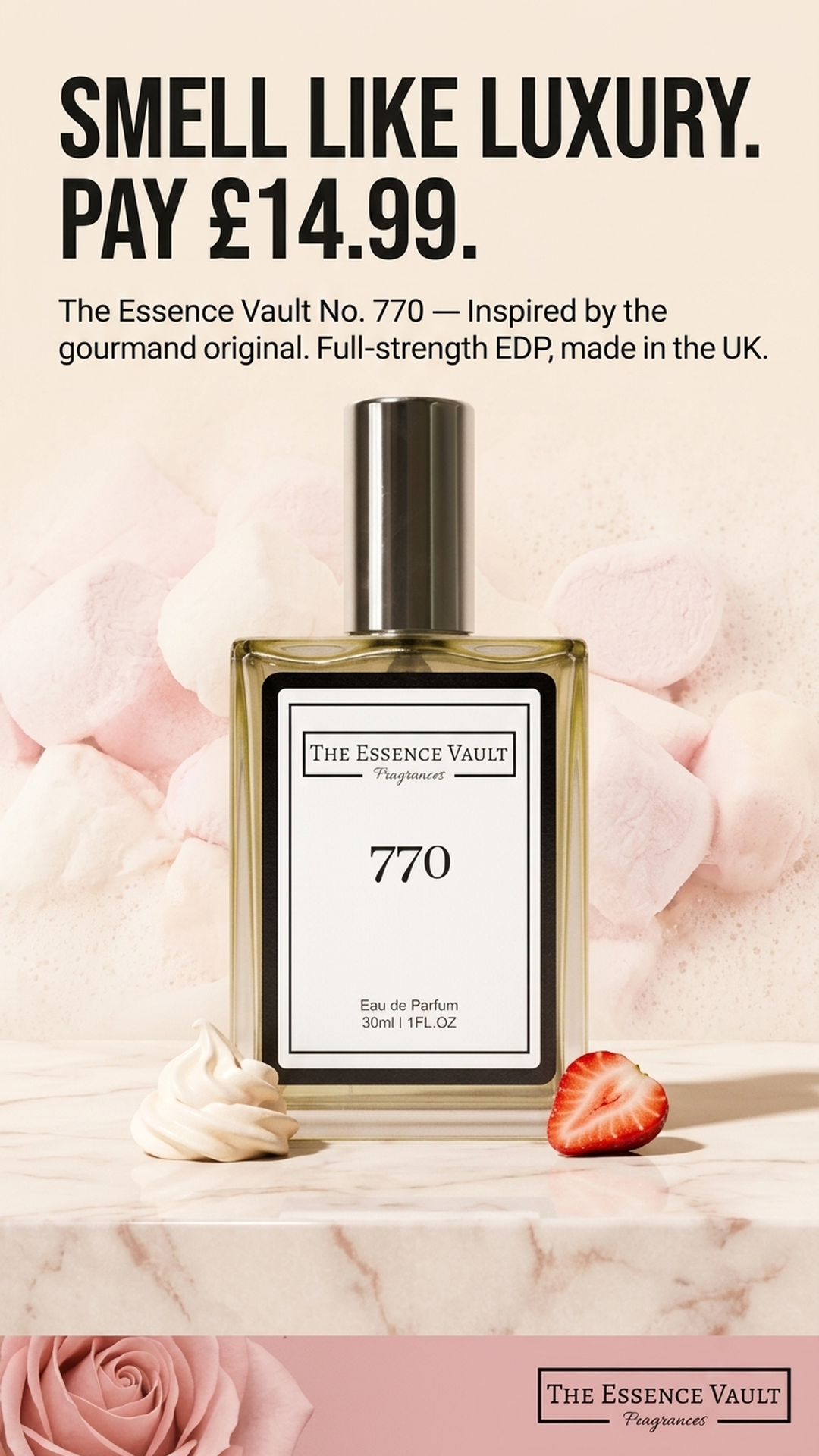 The Essence Vault Facebook ad from Mar 25, 2026