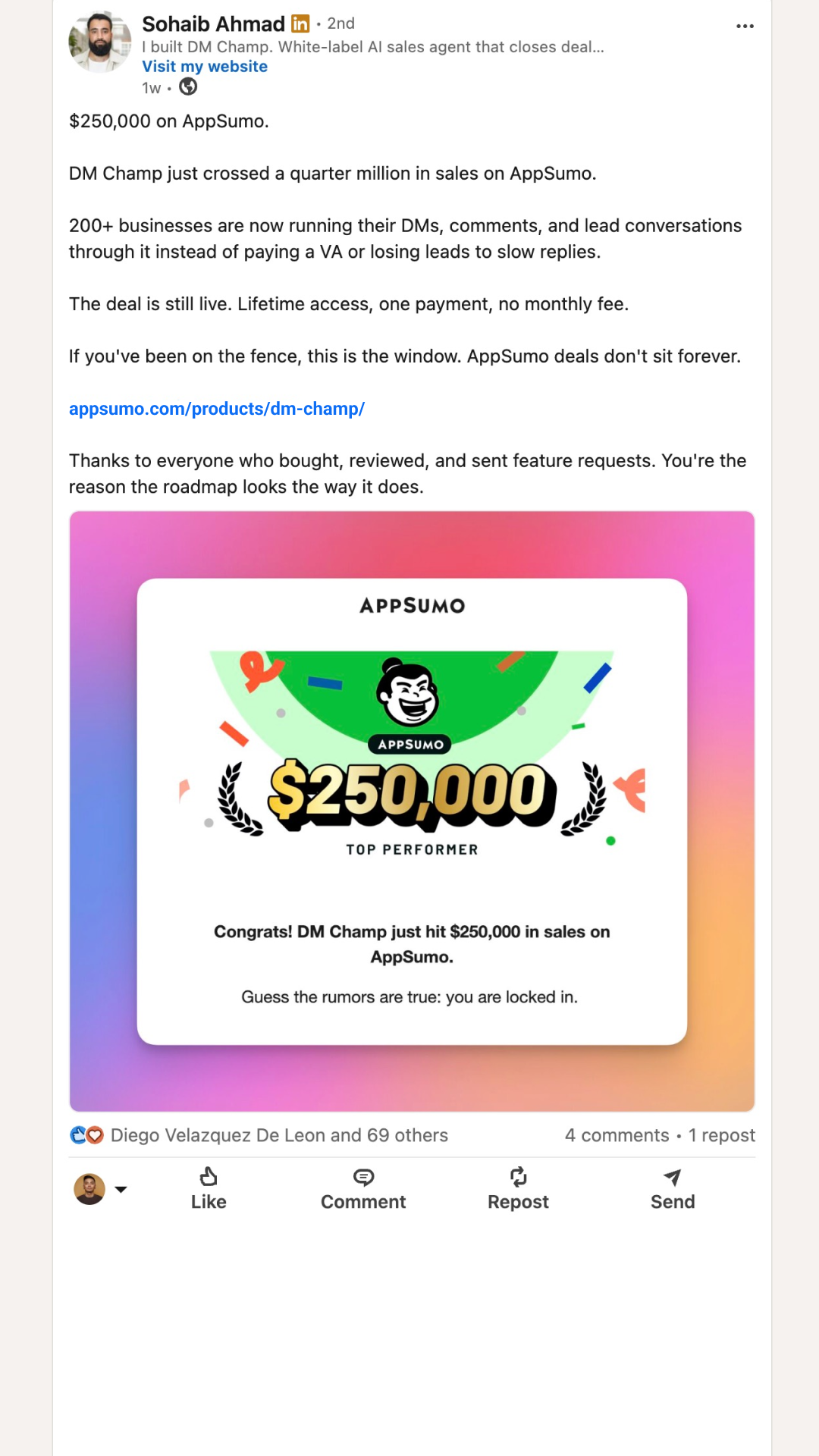 AppSumo Facebook ad