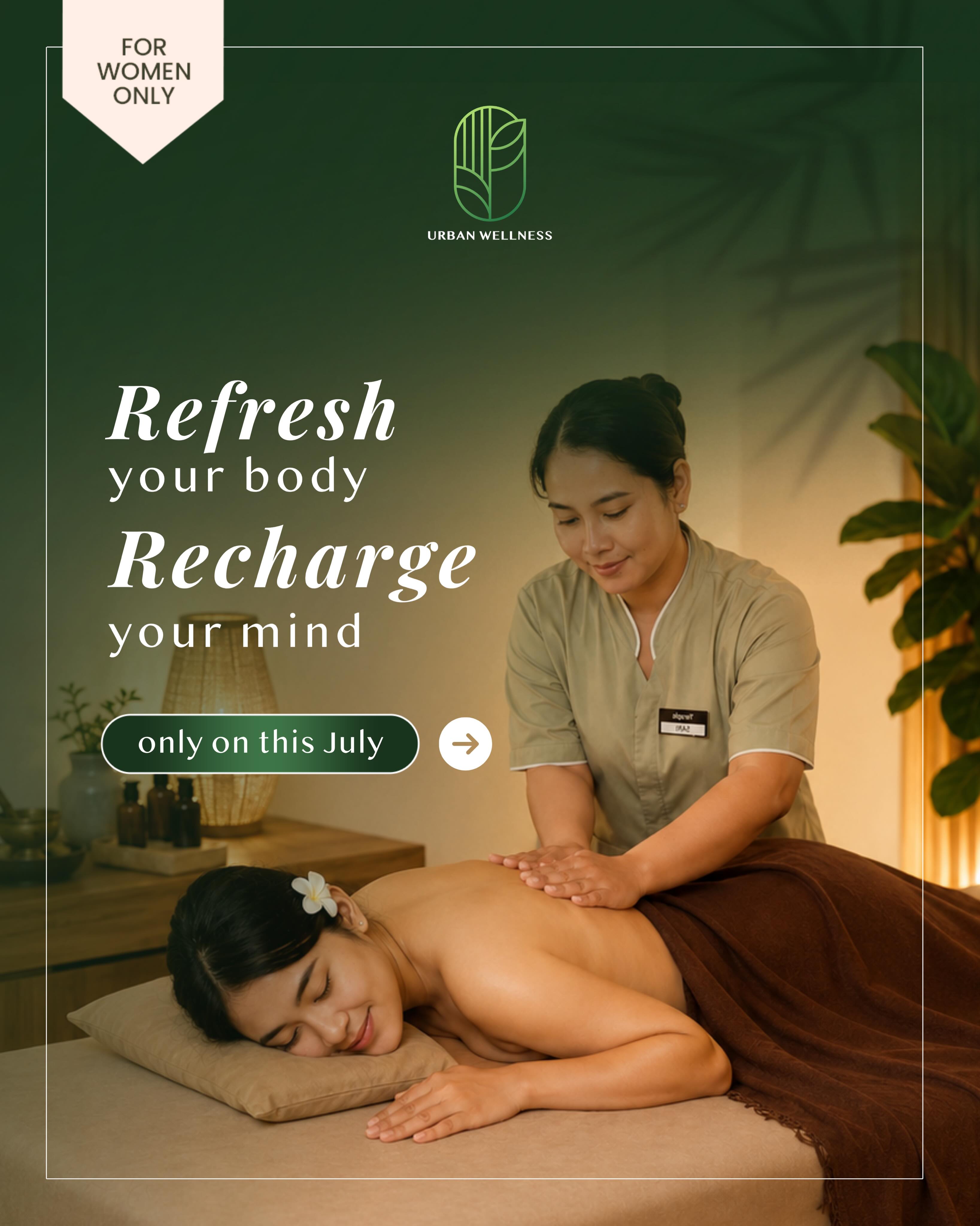 Urban Wellness Facebook ad: Recharge your body, refresh your mind