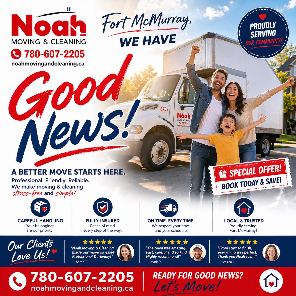 Noah Moving Cleaning Company Facebook ad: Moving Made Easy in Fort McMurray!