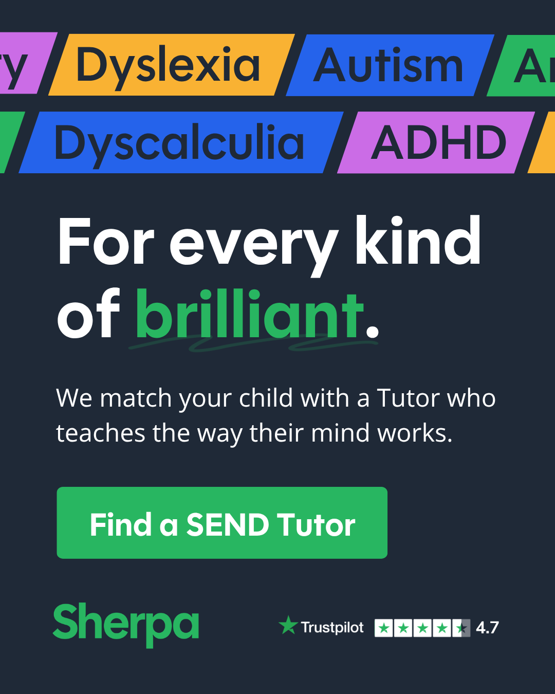 Sherpa Tutors Facebook ad: Online Tutoring from Qualified Teachers