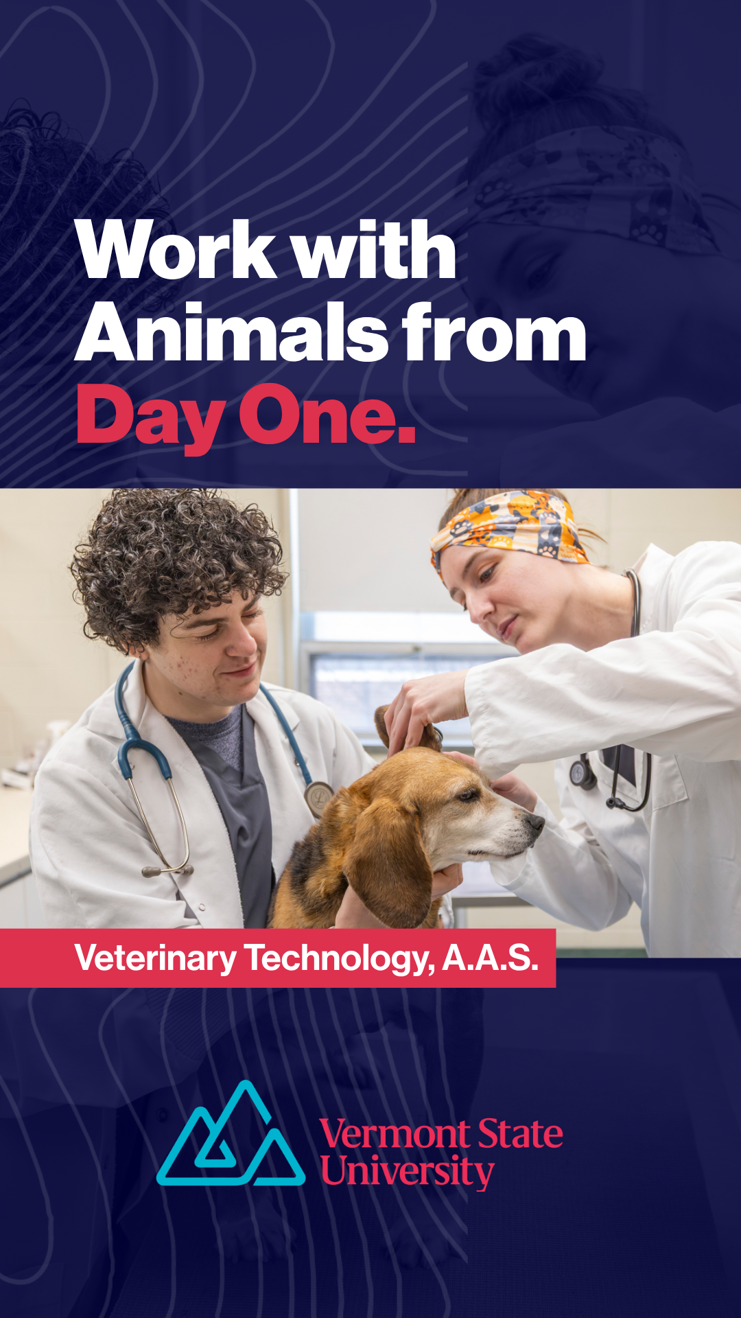 Vermont State University Facebook ad: Explore Veterinary Technology