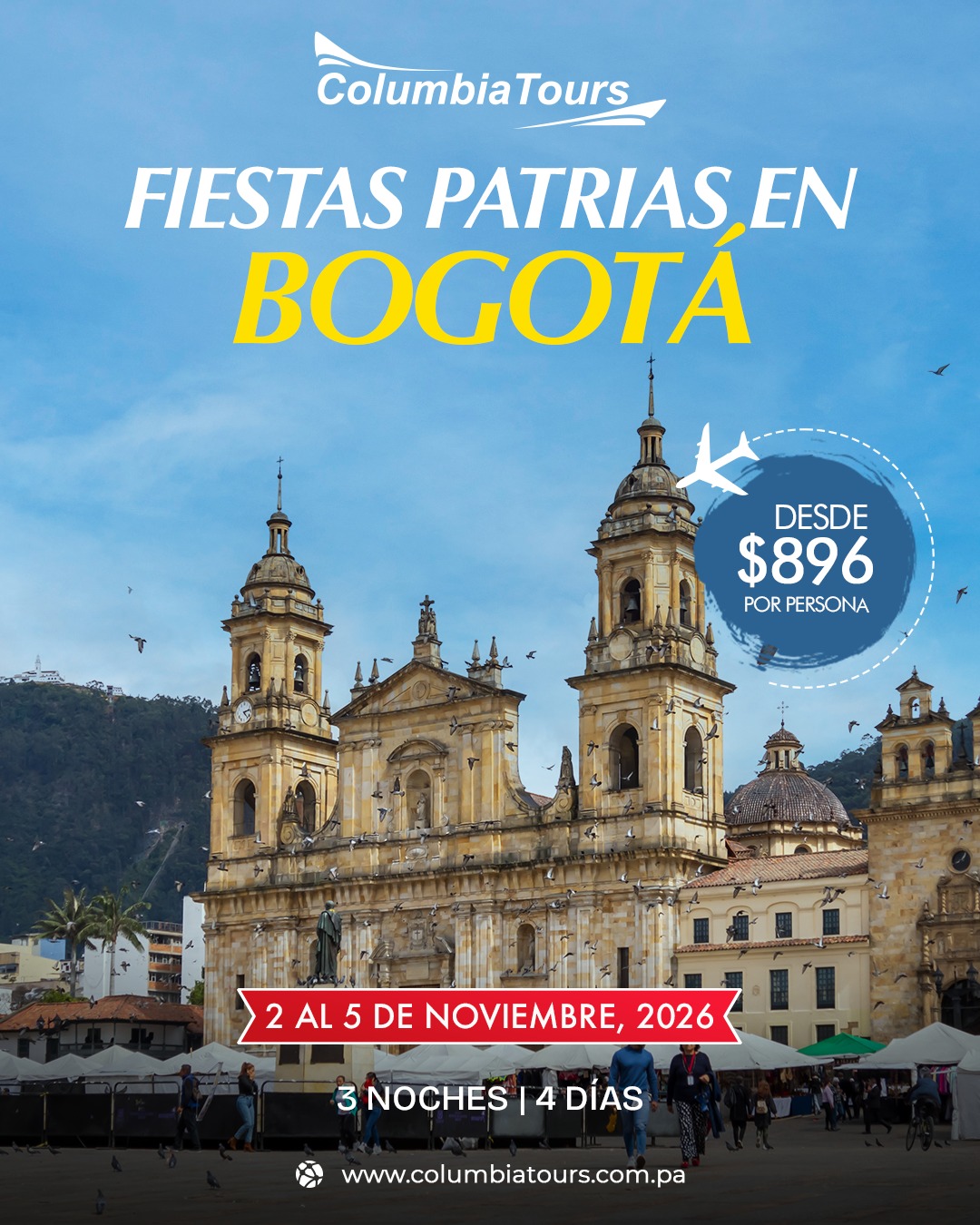 Columbia Tours Facebook ad: Este año cambia la rutina por una escapada…