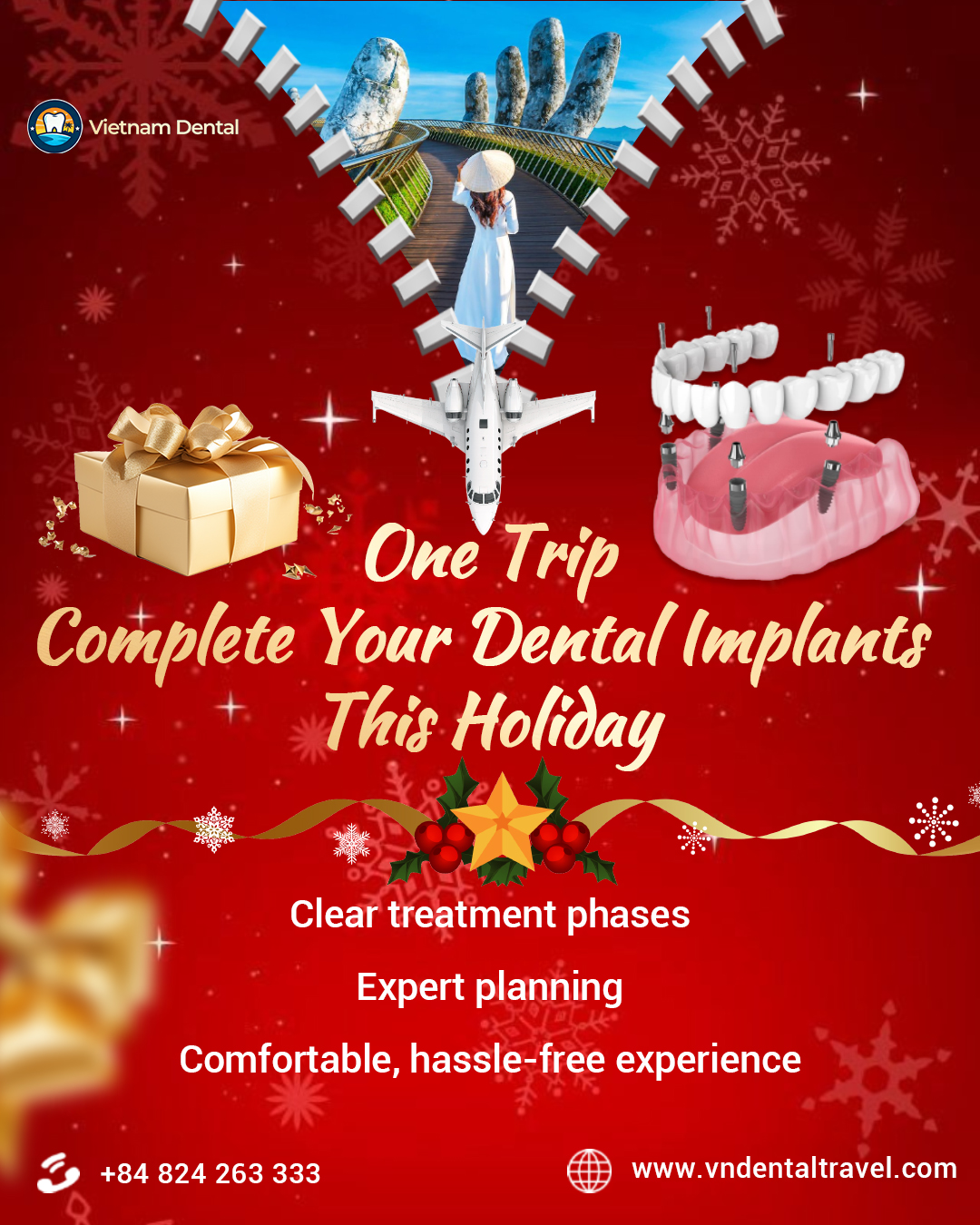 Vietnam Dental Implants & Travel Facebook ad: This holiday season, turn your vacation into a…