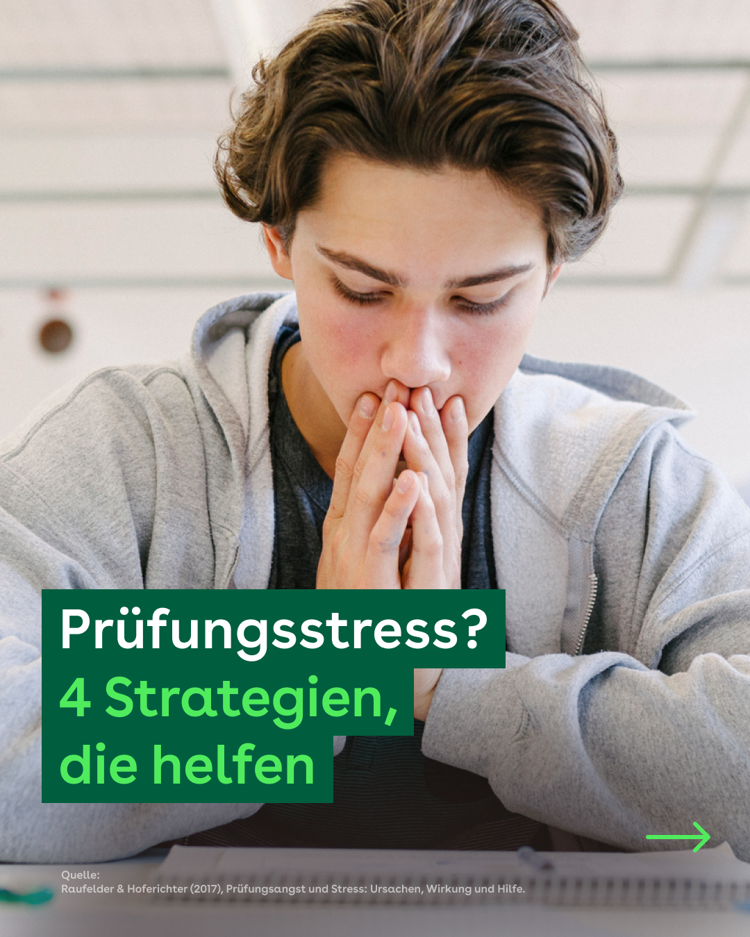 AOK Hessen Facebook ad: Lernen bis 3 Uhr.
