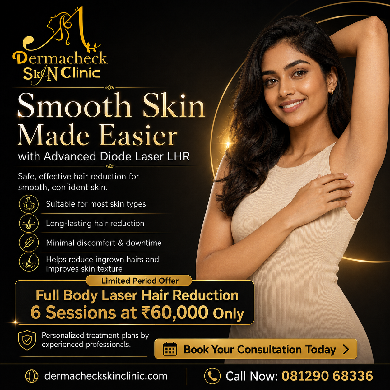 DermaCheck Skin Clinic Facebook ad: Smooth Skin Starts Here