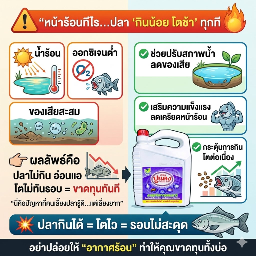 ไคโตซาน ปูแดง สำหรับ พืช และ สัตว์ Facebook ad: หน้าร้อนทีไร…ปลา ‘กินน้อย โตช้า’ ทุกที