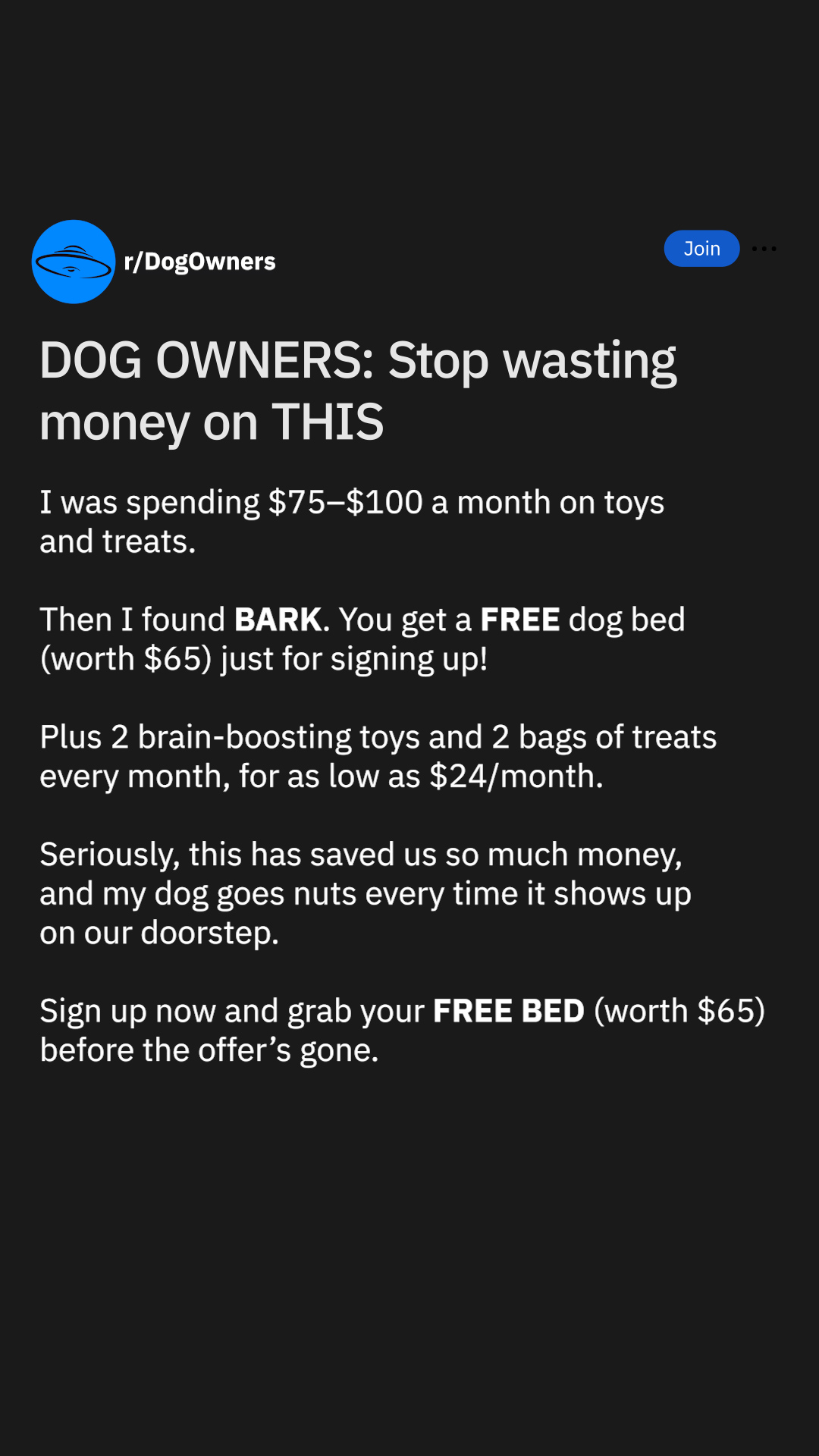 BarkBox Facebook ad
