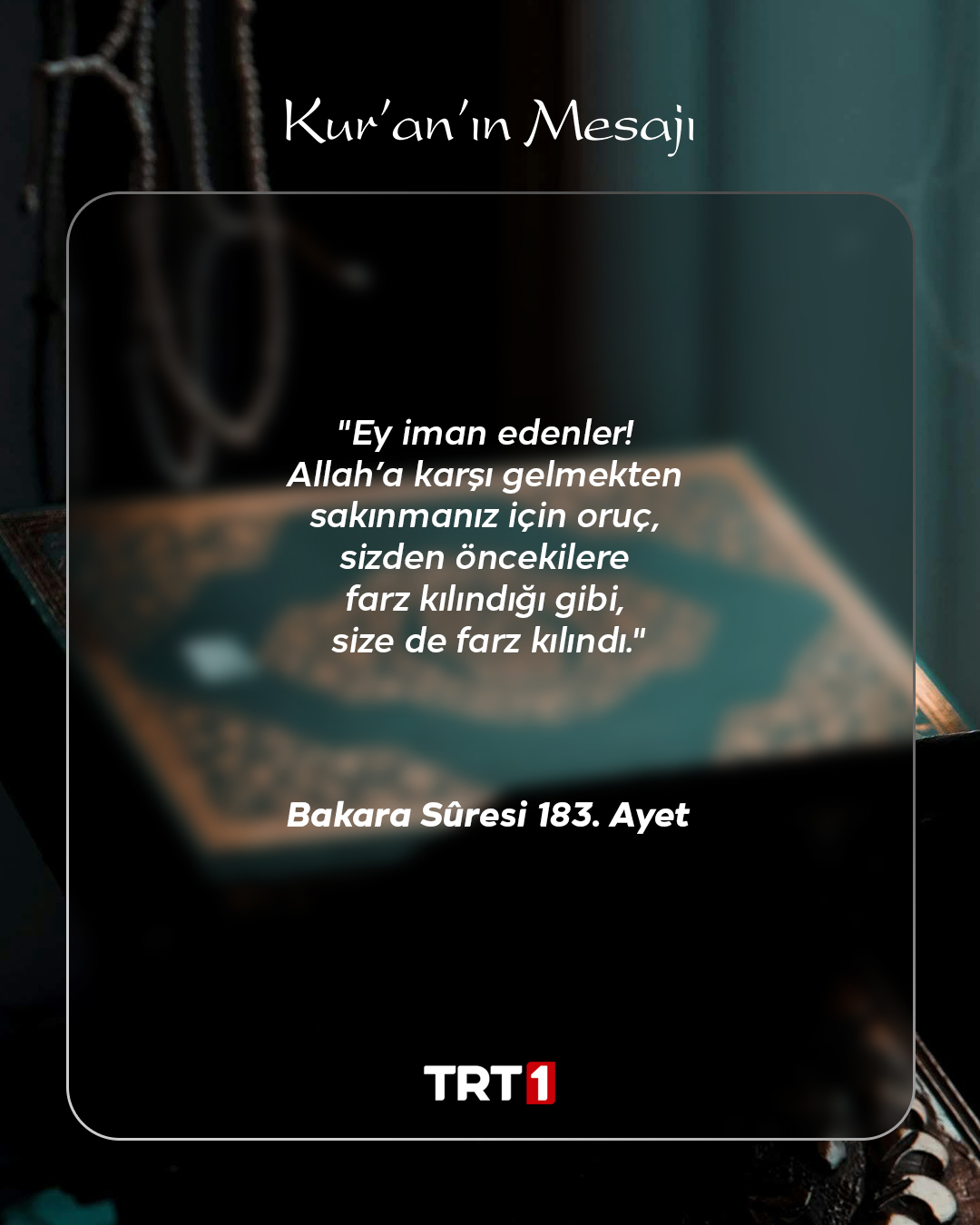 TRT1 Facebook ad: Gönüllere şifa olan Kur'an'ın indirildiği Ramazan…