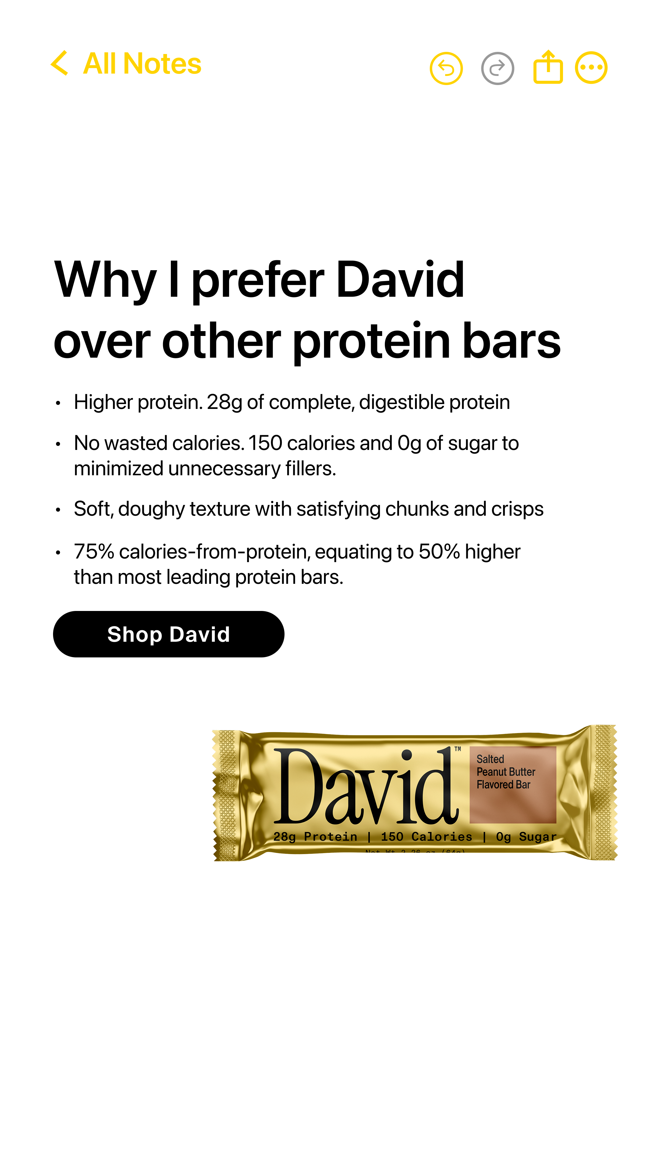 David Protein Facebook ad