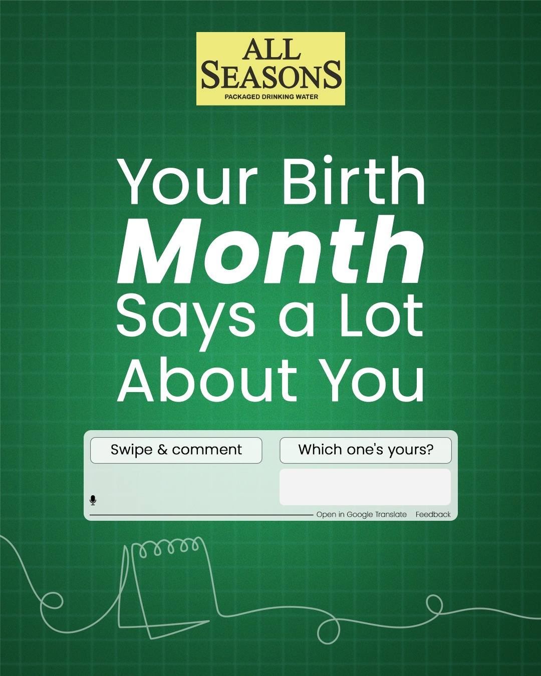 All Seasons Water Facebook ad: What’s YOUR birth month cricket personality?