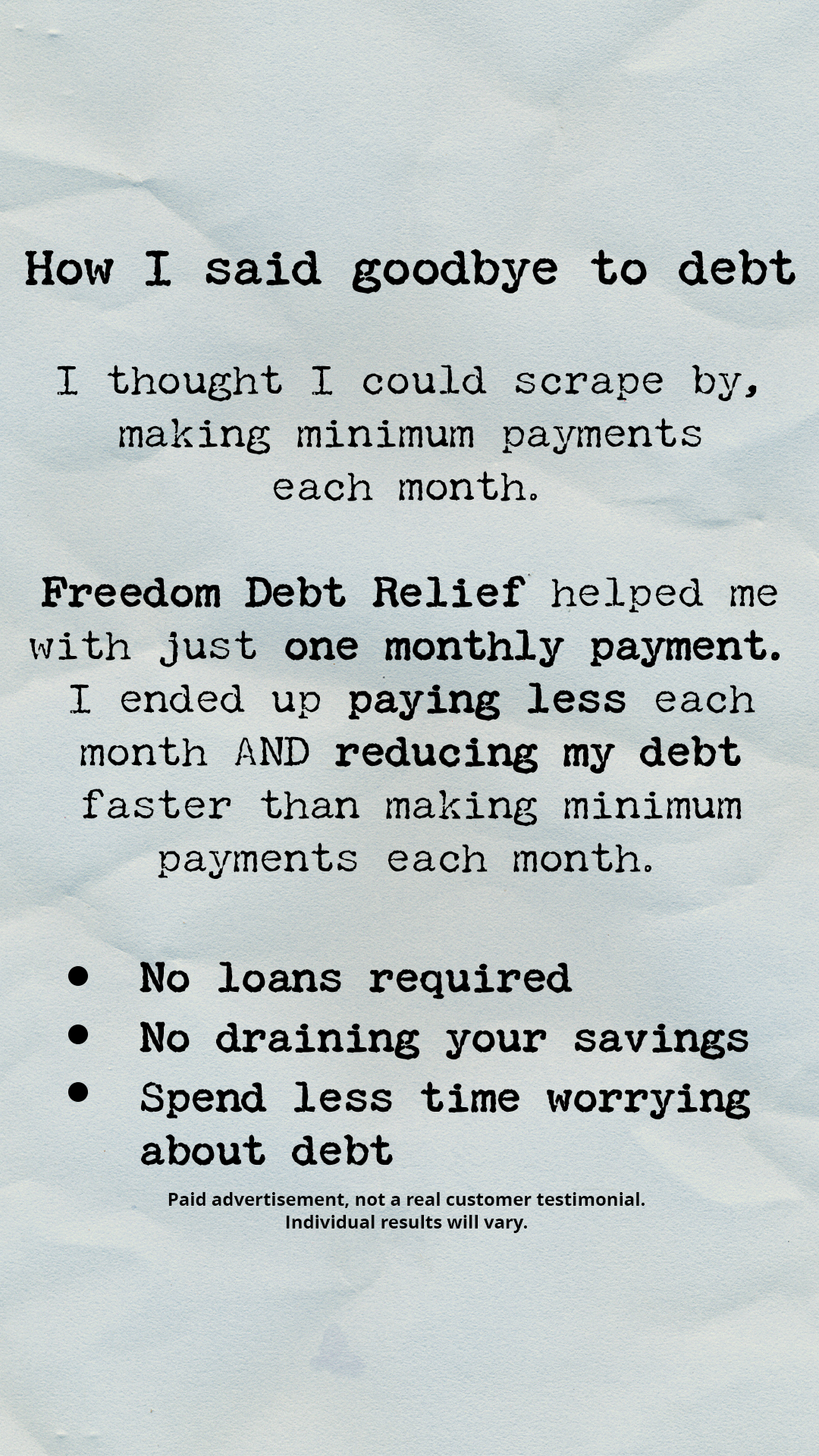 Freedom Debt Relief Facebook ad