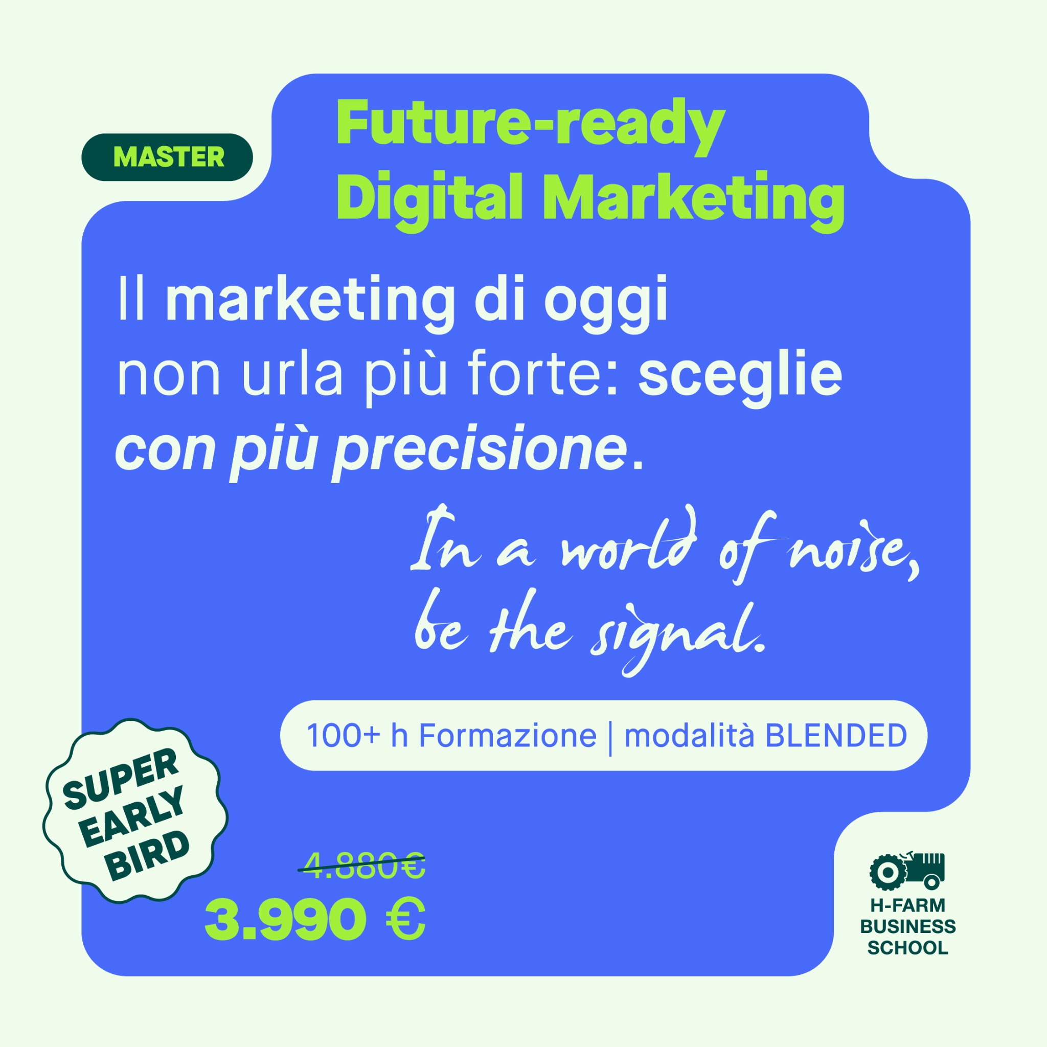 H-FARM Business School Facebook ad: Esci dall'aula con un Portfolio reale