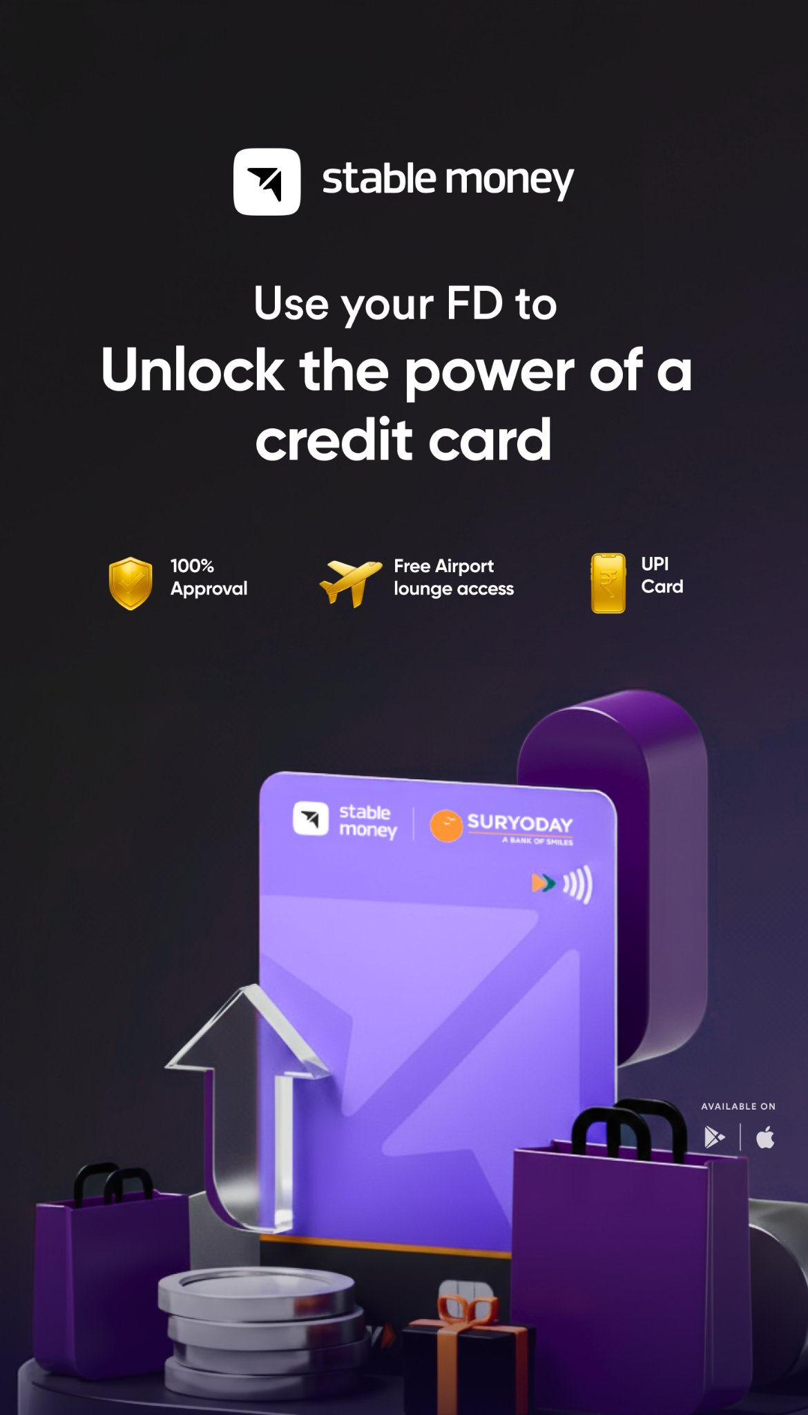 Stable Money Facebook ad: FD-backed Credit Card with 100% Approval