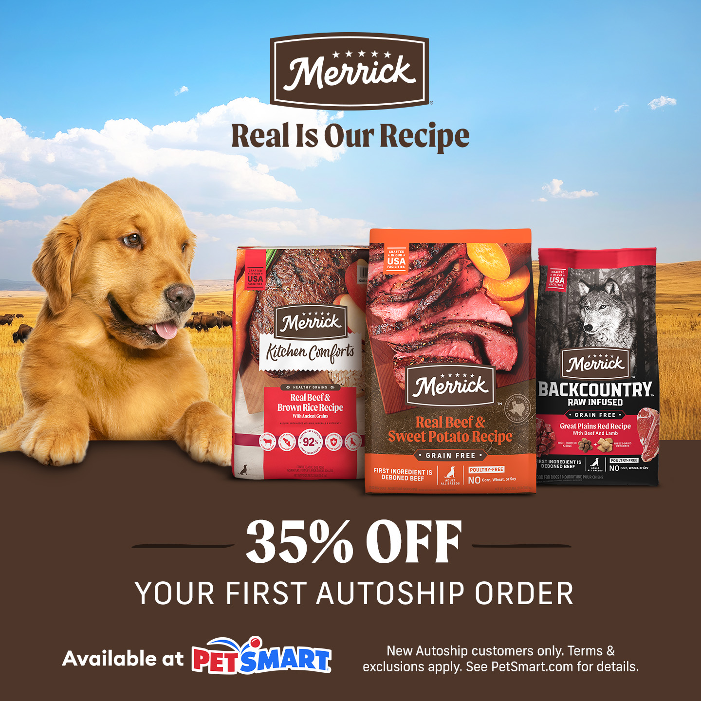 PetSmart Facebook ad: Get 35% off your first Merrick Autoship order-homestyle…