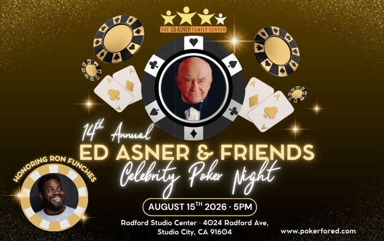 The Ed Asner Family Center Facebook ad: The 14th Annual Ed Asner and Friends Celebrity Poker Night