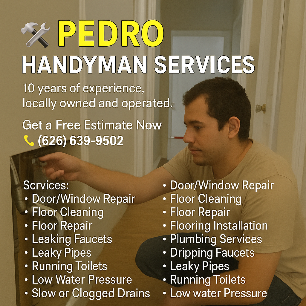 Pedro Handyman Services Los Angeles Facebook ad from Jan 29, 2026