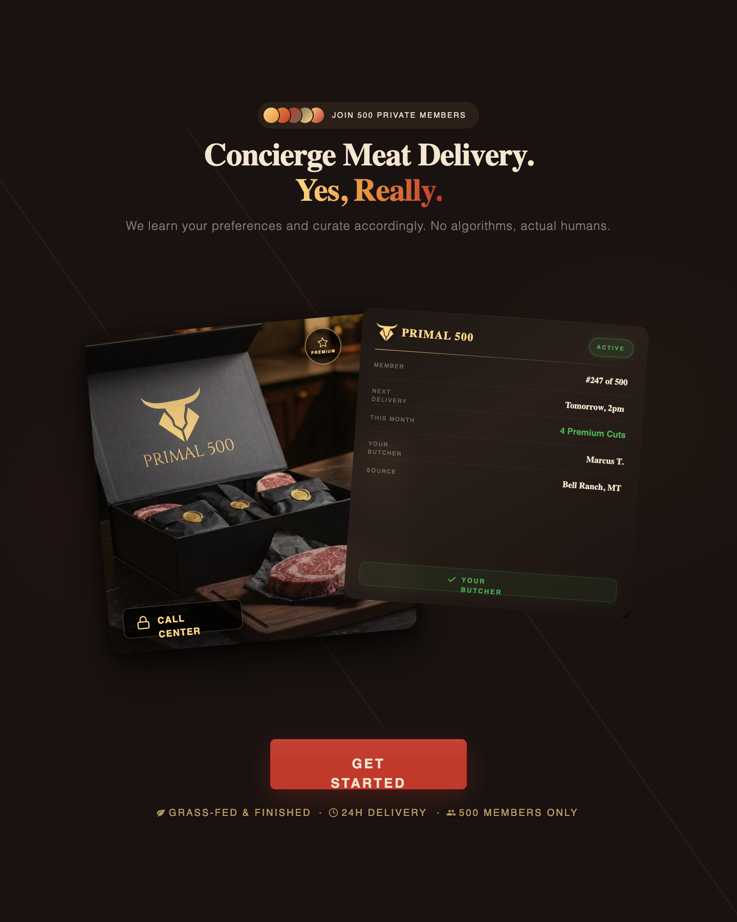 Primal 500 Facebook ad: Concierge Meat Delivery. Yes, Really.