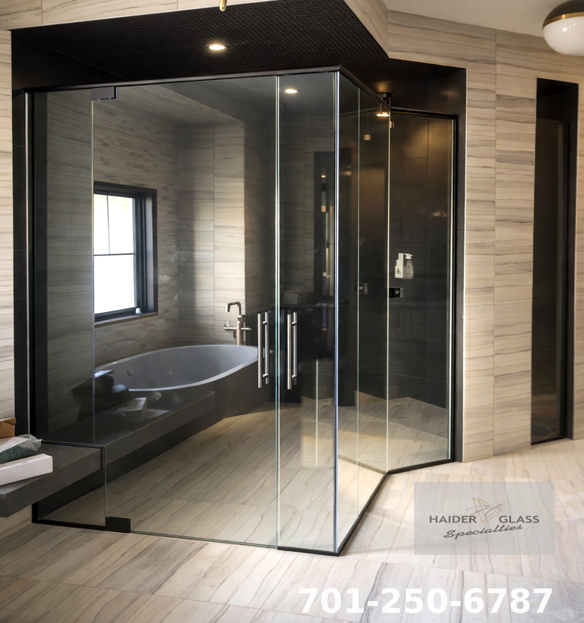 Haider Glass Specialties Facebook ad: Every detail matters in a well-designed bathroom.